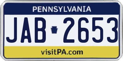 PA license plate JAB2653