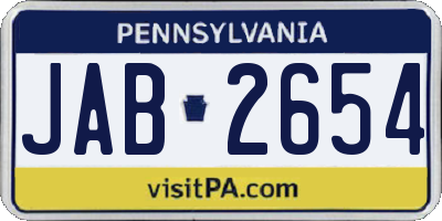 PA license plate JAB2654