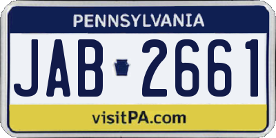 PA license plate JAB2661