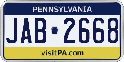 PA license plate JAB2668