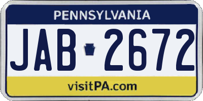 PA license plate JAB2672