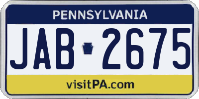 PA license plate JAB2675