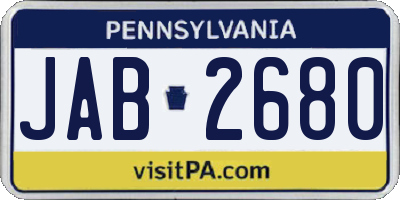PA license plate JAB2680
