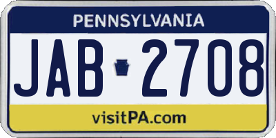 PA license plate JAB2708