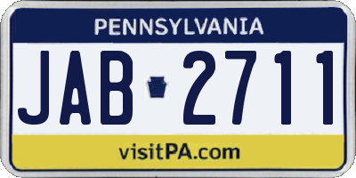 PA license plate JAB2711