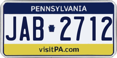 PA license plate JAB2712