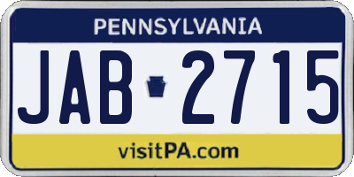 PA license plate JAB2715