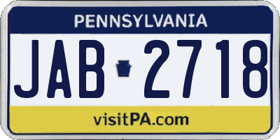 PA license plate JAB2718
