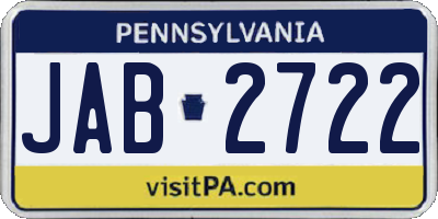 PA license plate JAB2722