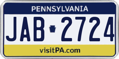 PA license plate JAB2724