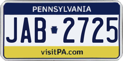 PA license plate JAB2725