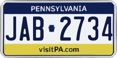 PA license plate JAB2734