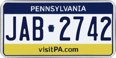 PA license plate JAB2742