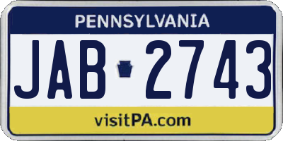 PA license plate JAB2743