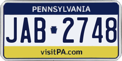 PA license plate JAB2748