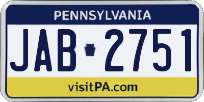 PA license plate JAB2751