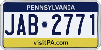 PA license plate JAB2771