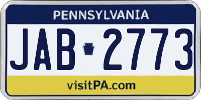 PA license plate JAB2773