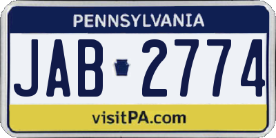 PA license plate JAB2774