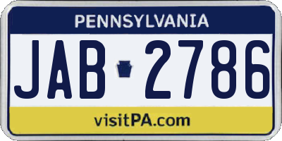 PA license plate JAB2786