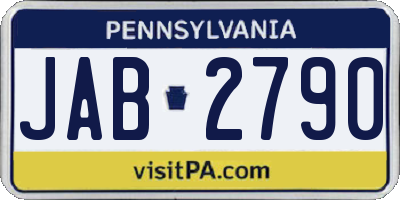 PA license plate JAB2790