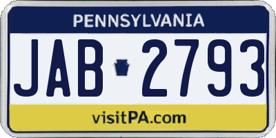 PA license plate JAB2793