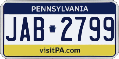 PA license plate JAB2799