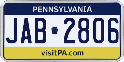 PA license plate JAB2806