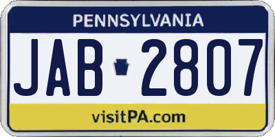 PA license plate JAB2807