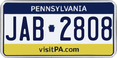 PA license plate JAB2808