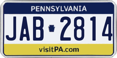 PA license plate JAB2814