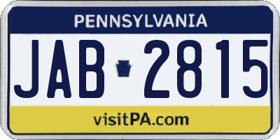 PA license plate JAB2815