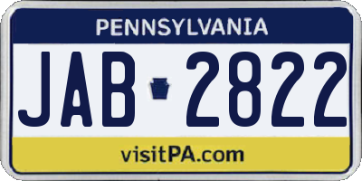 PA license plate JAB2822