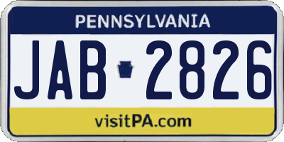 PA license plate JAB2826