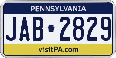 PA license plate JAB2829