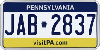 PA license plate JAB2837