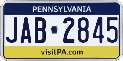 PA license plate JAB2845