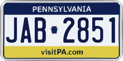 PA license plate JAB2851