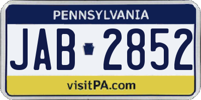 PA license plate JAB2852