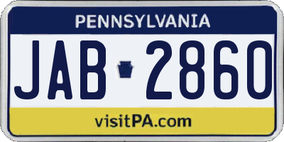 PA license plate JAB2860