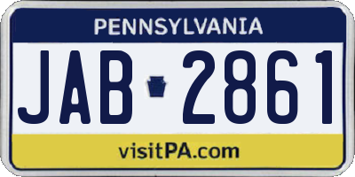 PA license plate JAB2861