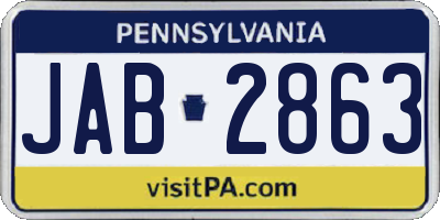 PA license plate JAB2863