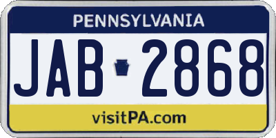 PA license plate JAB2868