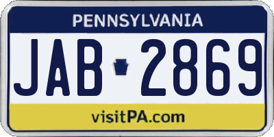 PA license plate JAB2869