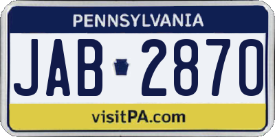 PA license plate JAB2870