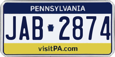 PA license plate JAB2874