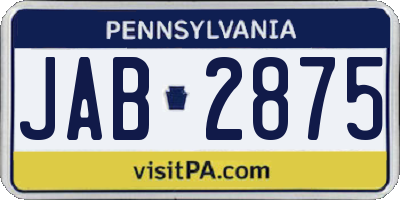 PA license plate JAB2875