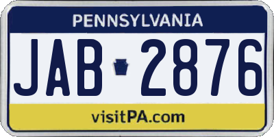PA license plate JAB2876