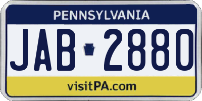 PA license plate JAB2880