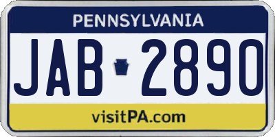 PA license plate JAB2890